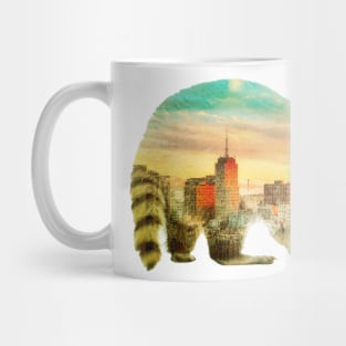 Raccool silhouette with photograph artwork Mug